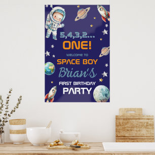 Ruimtevaarder eerste verjaardag in de buitenruimte poster