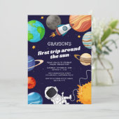 Ruimtevaarder Eerste Verjaardagsfeestje Kaart (Staand voorkant)