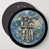 Ruimtevaarder en Alien Ronde Button 6,0 Cm (Voorkant /achterkant)