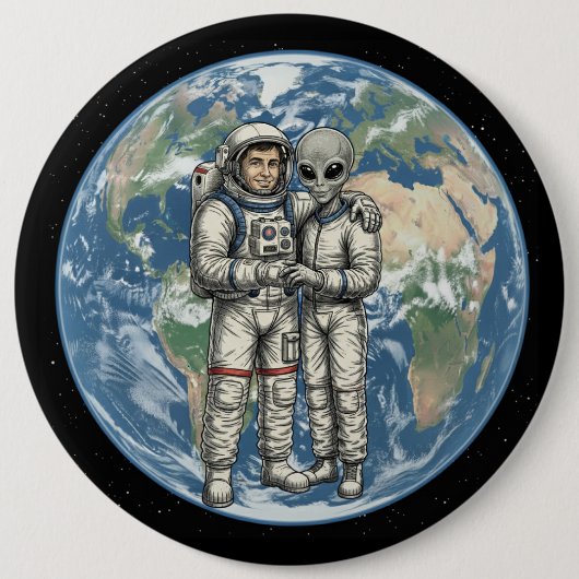 Ruimtevaarder en Alien Ronde Button 6,0 Cm (Voorkant)
