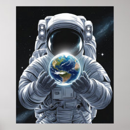 Ruimtevaarder en planeet aarde poster