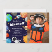 Ruimtevaarder foto verjaardagsfeestje kaart (Voorkant)