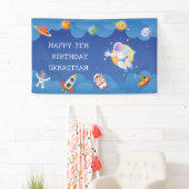 Ruimtevaarder Galaxy Planets Verjaardagsfeest Spandoek (Insitu)
