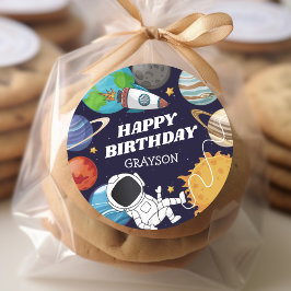 Ruimtevaarder Gefeliciteerd Verjaardag Ronde Sticker