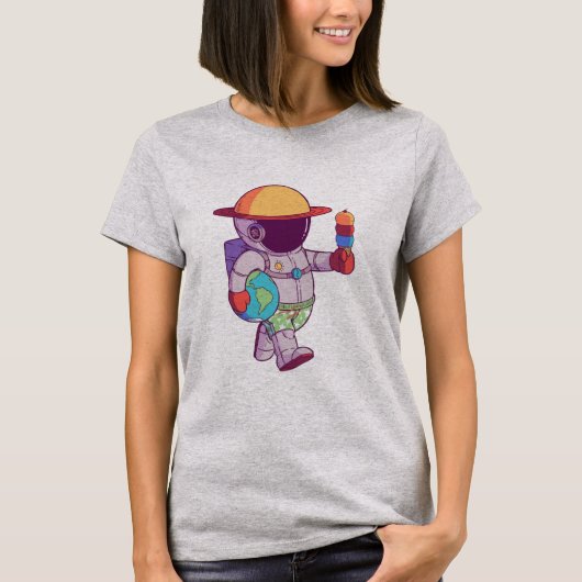 Ruimtevaarder, Grappige Planeten Buitenruimte T-shirt (Voorkant)