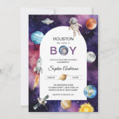 Ruimtevaarder Houston We've A Boy Baby shower Kaart (Voorkant)
