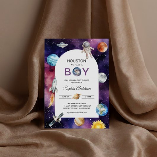 Ruimtevaarder Houston We've A Boy Baby shower Kaart