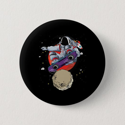 Ruimtevaarder Hoverboard Schaatsrijder Skateboard Ronde Button 5,7 Cm (Voorkant)