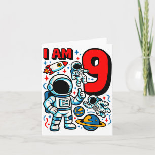 Ruimtevaarder Ik ben 9 jaar oud Verjaardag Jongen Kaart