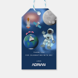 Ruimtevaarder in de ruimte Galaxy Thema Verjaardag Cadeaulabel