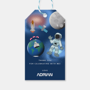 Ruimtevaarder in de ruimte Galaxy Thema Verjaardag Cadeaulabel