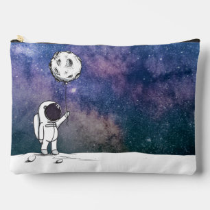 Ruimtevaarder in de ruimte met maanballon kosmos s etui