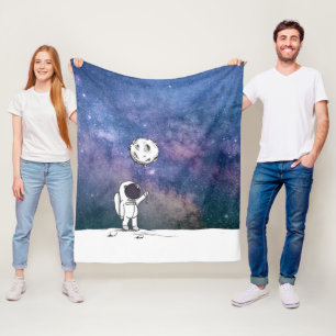 Ruimtevaarder in de ruimte met maanballon kosmos s fleece deken