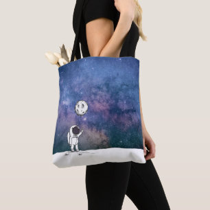 Ruimtevaarder in de ruimte met maanballon kosmos s tote bag