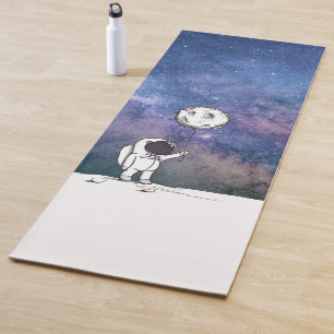 Ruimtevaarder in de ruimte met maanballon kosmos s yogamat