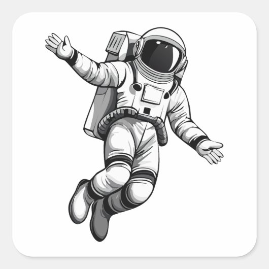 Ruimtevaarder in de ruimte vierkante sticker (Voorkant)