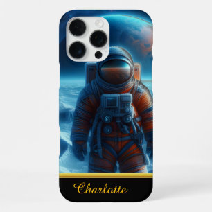 Ruimtevaarder in een feloranje ruimtepak iPhone 16 pro max hoesje