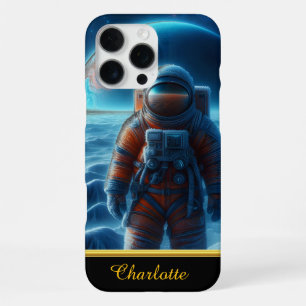 Ruimtevaarder in een ruimtepak aarde achter hem iPhone 16 pro max hoesje