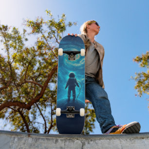 Ruimtevaarder in Kleurrijke Ruimtescène Persoonlijk Skateboard