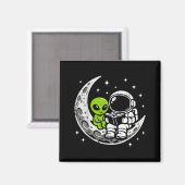 Ruimtevaarder leest boek alien maan ruimte  magneet (Voorkant / Achterkant)