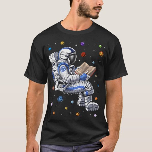 Ruimtevaarder Leest Boek T-shirt (Voorkant)