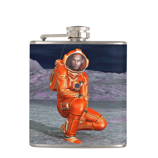 Ruimtevaarder Mars Verkenner Alien Planeet Ruimte Heupfles (Voorkant)