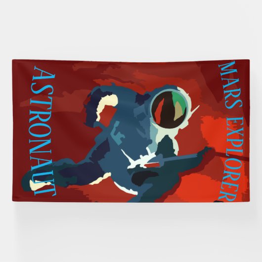 Ruimtevaarder Mars Verkenner Ruimte Reis Vakantie Spandoek (Horizontaal)