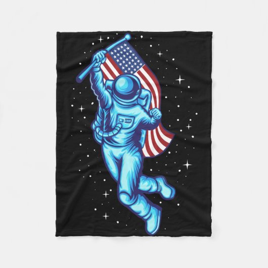 Ruimtevaarder met Amerikaanse vlag Fleece Deken (Voorkant)