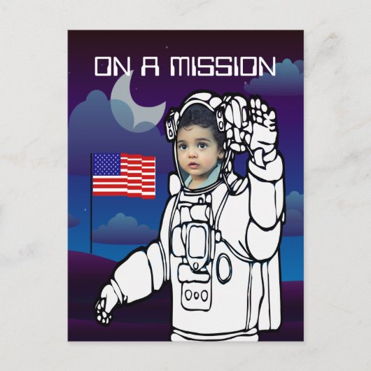 Ruimtevaarder Op De Maan Buitenruimte Jongen Verja Briefkaart (Voorkant)