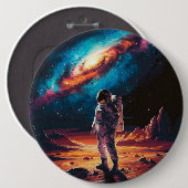 Ruimtevaarder op de Planeet Ronde Button 6,0 Cm (Voorkant /achterkant)