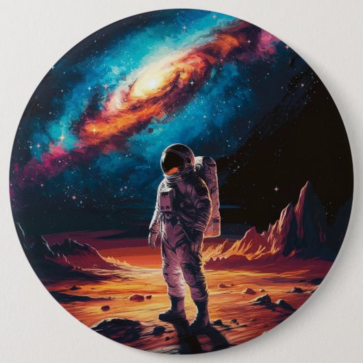 Ruimtevaarder op de Planeet Ronde Button 6,0 Cm (Voorkant)