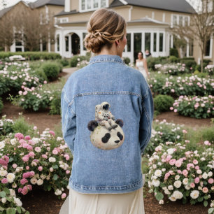 Ruimtevaarder op een ruimtepanda surreëel, vreemd  denim jacket