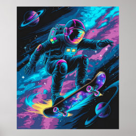 Ruimtevaarder op een Skateboard Poster