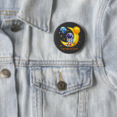 Ruimtevaarder op Halve Maan Ruimte Kunst Ronde Button 5,7 Cm (In situ)