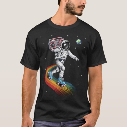 Ruimtevaarder op rolschaatsen t-shirt (Voorkant)