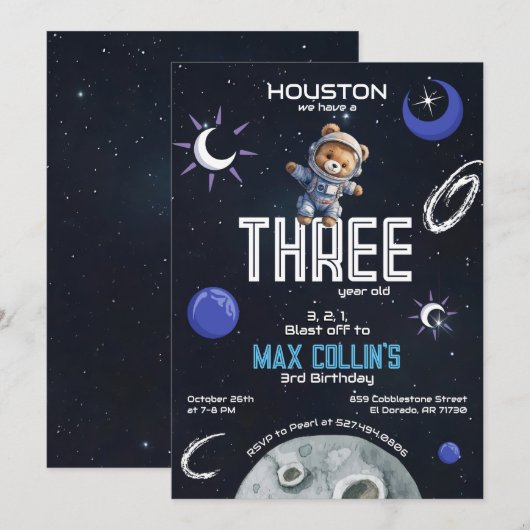 Ruimtevaarder: Outer Space Astronaut Any Age Birth Kaart (Voorkant / Achterkant)