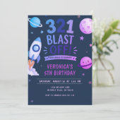 Ruimtevaarder Outer Space Lanceer Verjaardagsfeest Kaart (Staand voorkant)