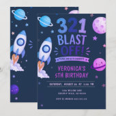Ruimtevaarder Outer Space Lanceer Verjaardagsfeest Kaart (Voorkant / Achterkant)
