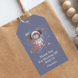Ruimtevaarder Outer Space Meisje Verjaardag Bedank Cadeaulabel