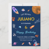 Ruimtevaarder planeet en sterren aquarel kaart (Voorkant)