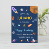 Ruimtevaarder planeet en sterren waterverf kaart (Staand voorkant)