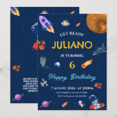 Ruimtevaarder planeet en sterren waterverf kaart (Voorkant / Achterkant)