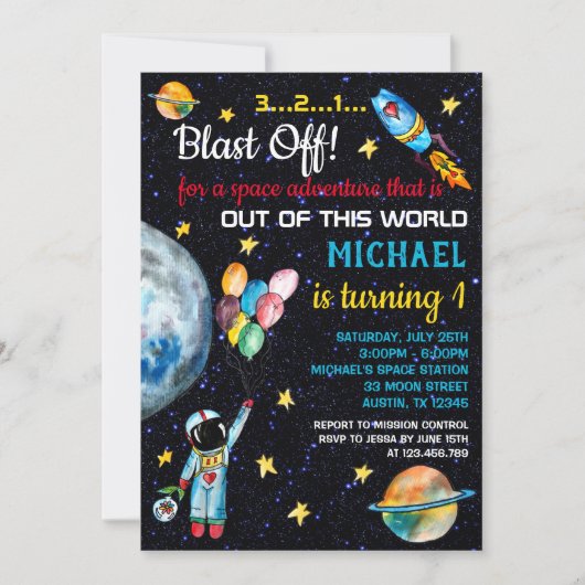 Ruimtevaarder Rainbow Balloons Rocket Kaart (Voorkant)