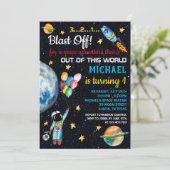 Ruimtevaarder Rainbow Balloons Rocket Kaart (Staand voorkant)