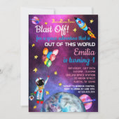 Ruimtevaarder Rainbow Balloons Rocket Moon Kaart (Voorkant)