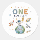 Ruimtevaarder raket lancering ronde sticker (Voorkant)