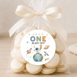 Ruimtevaarder raket lancering ronde sticker