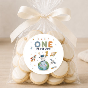Ruimtevaarder raket lancering ronde sticker