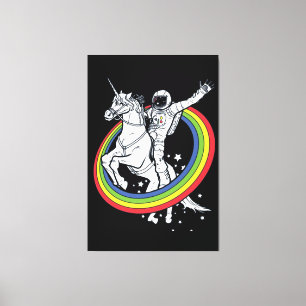 Ruimtevaarder rijdt op eenhoorn  canvas afdruk