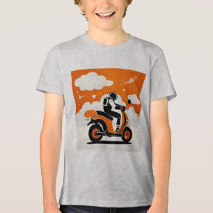 Ruimtevaarder rijdt op stijlvolle scooter Tri-Blend shirt